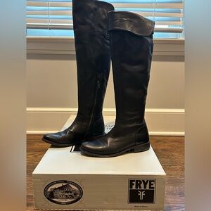 Frye Shirley Over the Knee ladies black leather riding boots Size 8.5M
